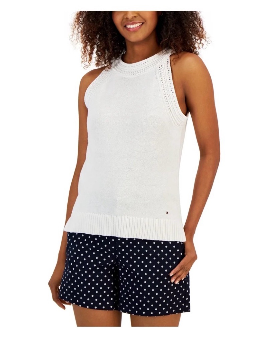 Tommy Hilfiger White Knit Halter Tank Top